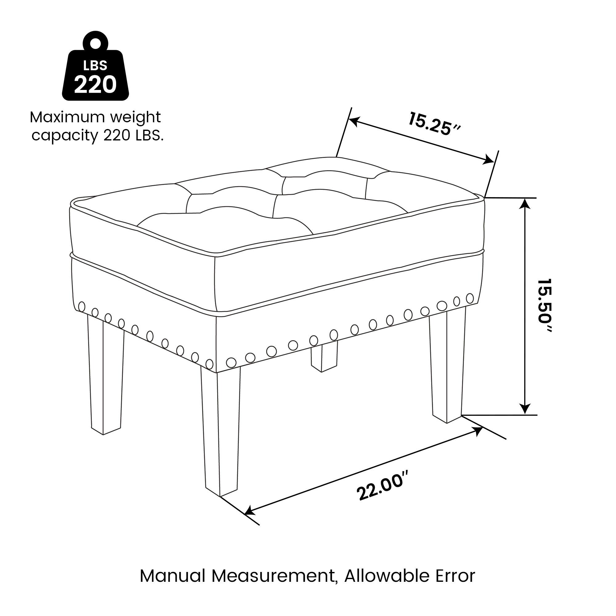 Glitzhome® Mid-Century Modern Leatherette Button-Tufted Accent Stool